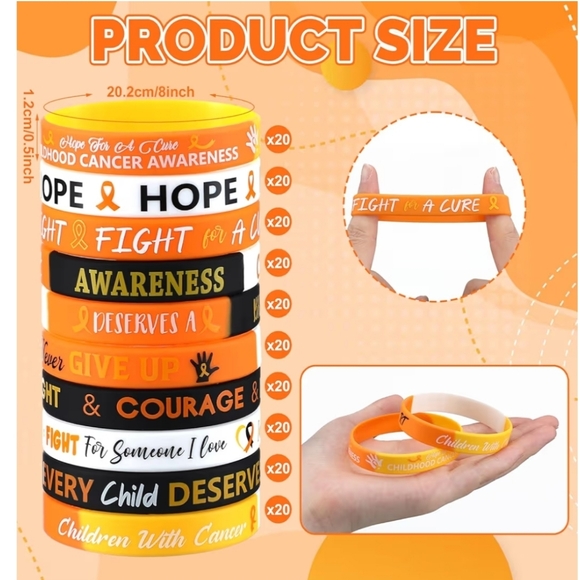Childhood Cancer Awareness Silicone Wristbands 135PCS - N - Picture 4 of 5